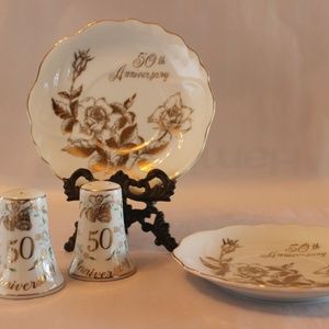 50th Anniversary Plate/Salt and Pepper Set